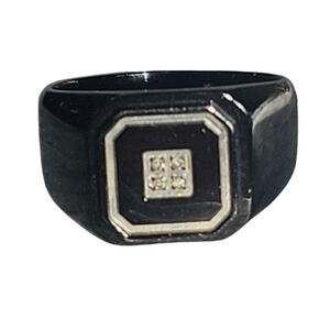 Danbury Mint Black Diamond Stainless Steel Mens Ring Sz 11 No name
